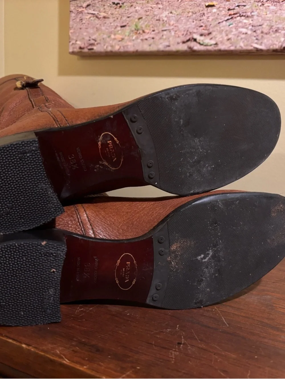 Prada Tall Leather Boots Size 38.5 - Picture 9 of 10